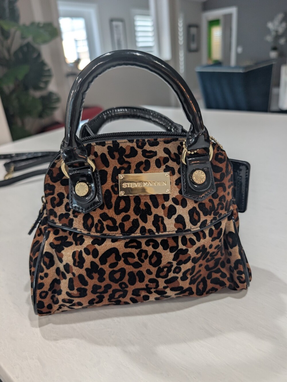 Steve Madden Leopard Print Mini Satchel - Brown & Black